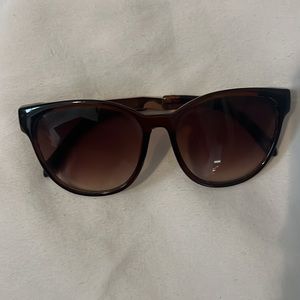 Fossil Cat Eye Sunglasses Dark Brown - Free Case